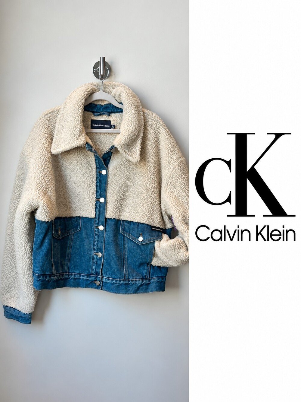 Calvin Klein Jeans Sherpa & Denim Mixed Media Jacket – Women’s XL